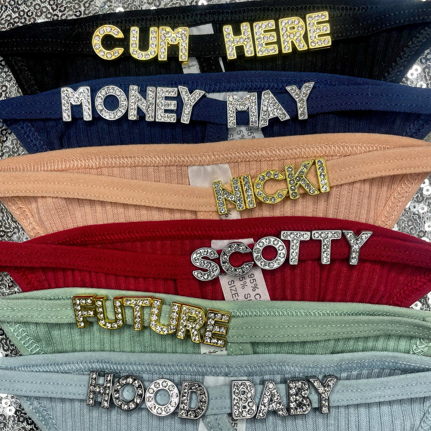 Ribbed Bling Thongs