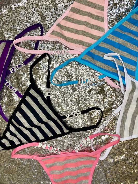 Striped Bling Thongs